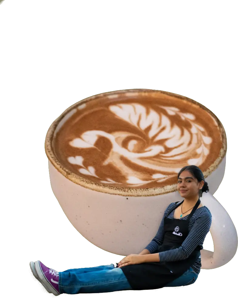 Renata, del equipo Chatello, con un moka caliente